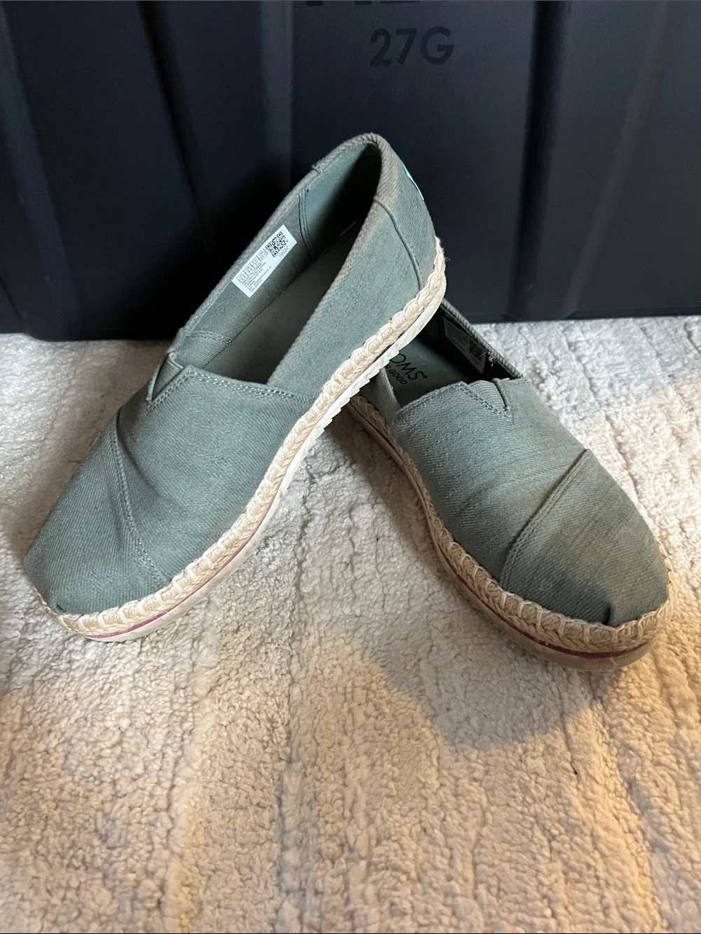 Toms Olive Green Canvas Espadrille Slip-Ons